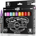 Loddie Doddie Chalk Markers for Blackboard & Windows - 10 Count Earth Tones 6mm Chisel & Bullet Tip - Smudge-Proof Erasable Liquid Chalk Pens with Reversible Tips