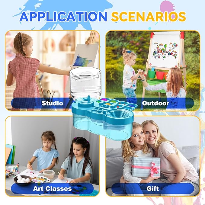 2025 Upgraded Paint Brush Cleaner Tool,Brush Rinser Cup Painting Running Water Circulation Art Supplies for Acrylic,Watercolor and Water Based Creative Gift for Adult Artist Beginners Kids
