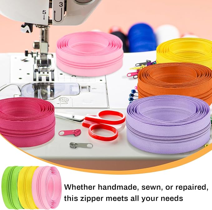 DOITEM 44.4 Yards/ 40 m 20 Pieces Assorted Colors #5 Nylon Coil Zippers, Sewing Zippers Endless Zips with 80 Pieces Zipper Sliders Zip Heads for DIY Sewing Tailor Craft Supplies