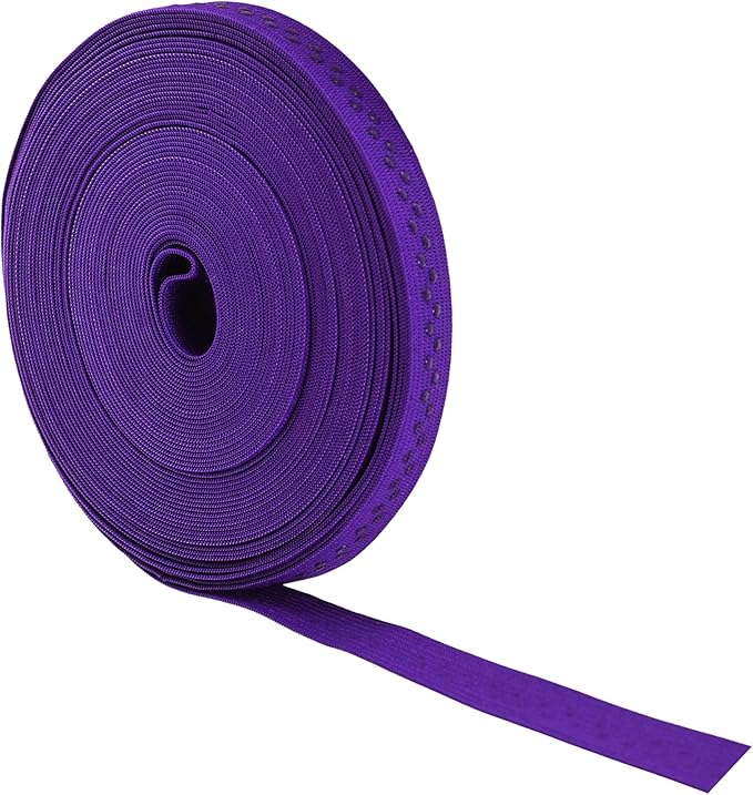 Mandala Crafts 0.5 Inch Elastic Silicone Gripper Tape for Clothing - 10 Yds Dotted Non Slip Elastic Band for Sewing - Purple Silicone Flat Fabric Stretchy Ribbon Straps