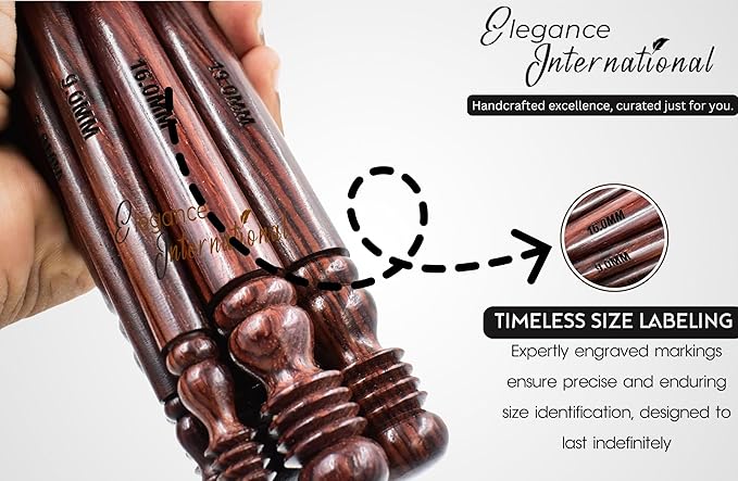 Rosewood Crochet Hooks Set - 15-25mm, Ergonomic Soft Grip - Ideal for Arthritic Hands & Yarn/Knitting - Christmas Gifts