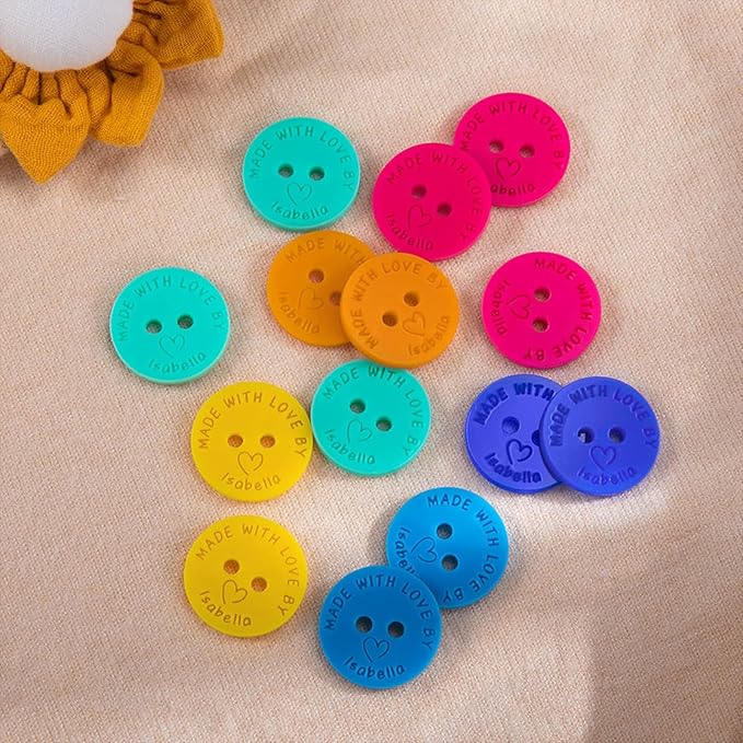callie Personalized Sewing Buttons for Handmade Items, Custom Round Colorful Made by Buttons, DIY Projects Craft Gifts for Knitting Crocheting Lovers, 6Pcs - 200Pcs