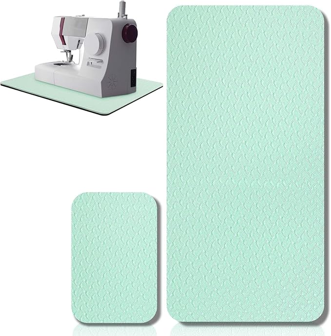 2 Pcs Sewing Machine Muffling Mat Pedal Sewing Mat Reduce Vibrations Noise No Slip Machine Accessories for Quilting(17'' X 36'' and 9'' X 14'',Green)