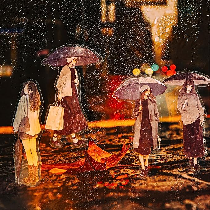 Alideco 120pcs Scrapbook Stickers Vintage Literary Girl in The Rain Scrapbooking Junk Journal Crafts Embelishment Decoration Stickers (yushengxuqu)