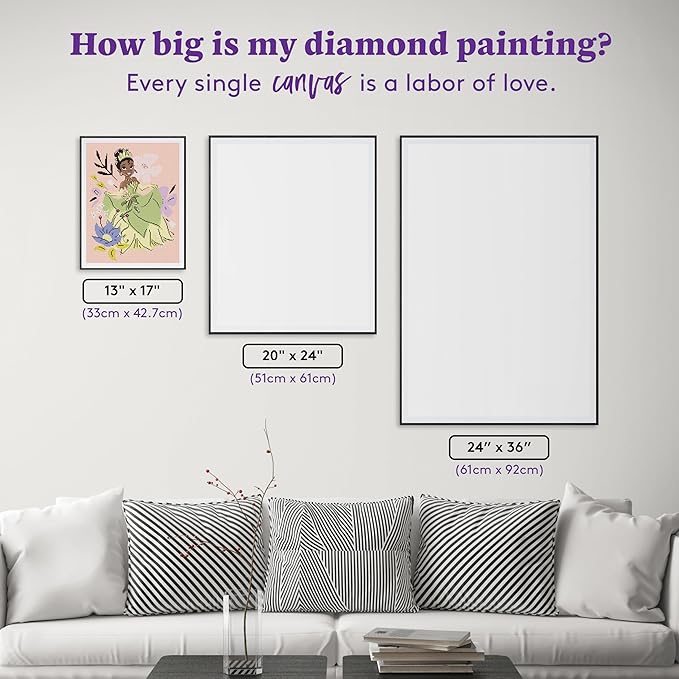 DIAMOND ART CLUB Tiana - Born to Dream Diamond Painting Kit, Fun DIY Crafts for Adults, Round Diamond Art Canvas, 13" x 17"