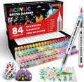 84 Colors Acrylic Paint Markers, Soft Brush Tip Paint Pens and Paint Markers, Acrylic Paint Pens for Wood, Christmas Decorations,Stone,Canvas,Glass, Egg, Rock Painting and Christmas Gift DIY Crafts