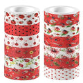 12 Pcs Ladybug Washi Tape Ladybug Masking Tape Decorations Decorative Paper Sticker for Insect Flower Reel Party DIY Craft Gift Wrapping Handbook Stickers