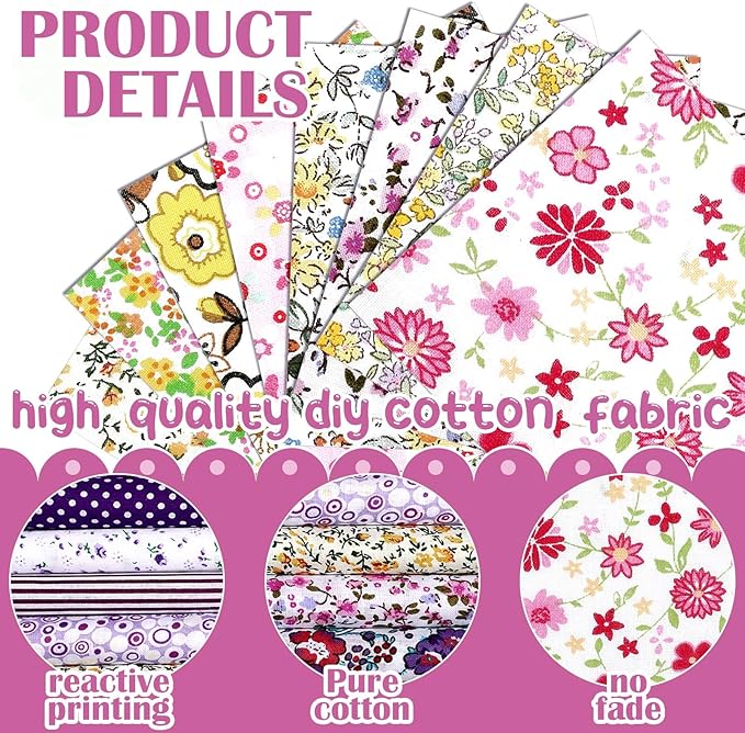 Ganeen 800 Pcs 4 x 4 Inch Cotton Fabric Squares Pre Cut Quilting Squares Printed Floral Patchwork Fabric Bundles for DIY Craft Sewing Clothing Accessory(Assorted)