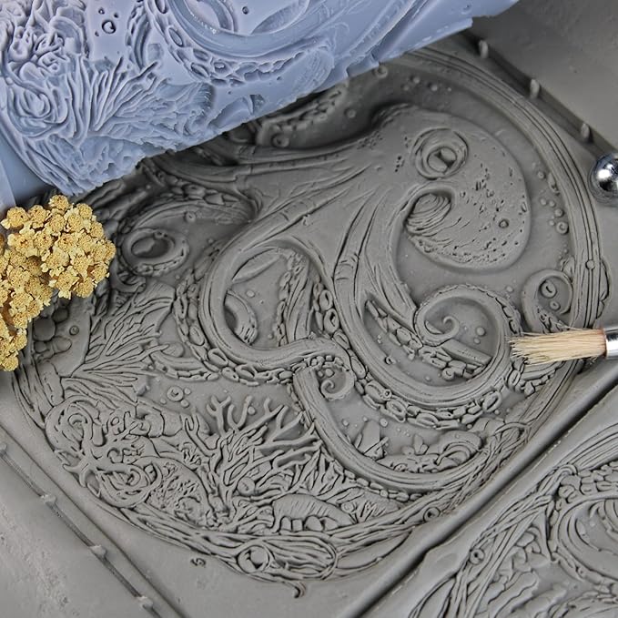Octopus Clay Texture Roller (4") - Ocean Set #01 - Embossing Pattern Roller for Polymer & Ceramic Clay, Pottery & Crafts