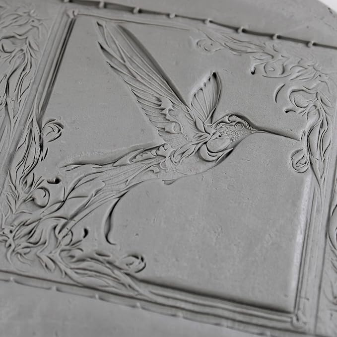 Hummingbird Clay Texture Roller (4") - Bird Set #01 - Embossing Pattern Roller for Polymer & Ceramic Clay, Pottery & Crafts