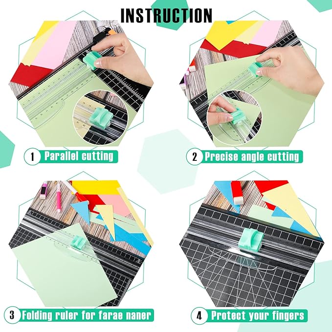 15 Pieces Paper Cutter Replacement Blade with Security Safeguar Paper Trimmer Blades Refill(Mint Green)