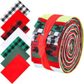 Tegeme 40 Pcs Christmas Jelly Fabric for Quilting, Cotton Buffalo Plaid Patchwork Roll, 2.55 Inch Xmas Roll up Fabric Strips Patchwork roll for Holiday Sewing DIY Crafts (Buffalo Plaid Style)