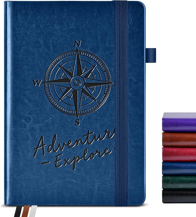 Lined Journal Notebook for Women Men, 160 Pages, A5 Hardcover Vintage Leather Journaling Notebooks for Work, School, Note Taking, Travel, Bible Study, Daily Diary for Writing 5.8"x8.5" (Navy)