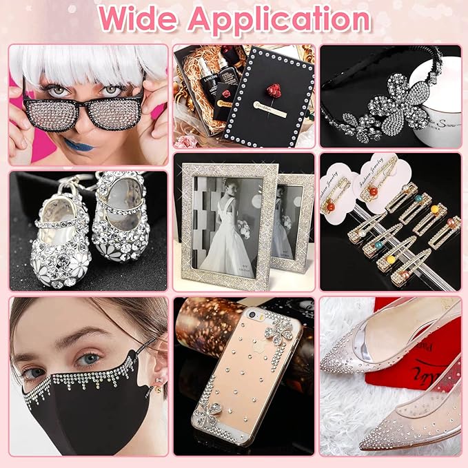 1980Pcs Self Adhesive Clear Rhinestones Stickers, Shynek Stick on Rhinestone Gems face Jewels for Hair, Face, Makeup, Crafts, 6 Sizes
