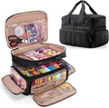 Puffer Sewing Organizer Bag, Large Capacity with Multiple Pockets and Detachable Dividers, Storage Box for Threads, Needles, Scissors, Craft Supplies, Black (BAG ONLY, NO SUPPLIES)