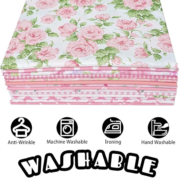14pcs Pink Cotton Quilting Fat Quarters Fabric Bundles 18x22 inch - for Quilting, Sewing, Patchwork, and DIY Crafts – Pink
