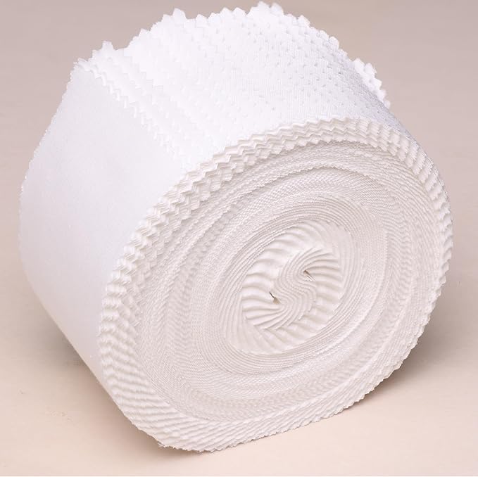 Solid White Jelly Roll Fabric Strips for Quilting, Crafting, and Sewing, 42 Strip Solids White Bundle for Blanket, Rug, Upholstery, Home Decor, and Purse Making