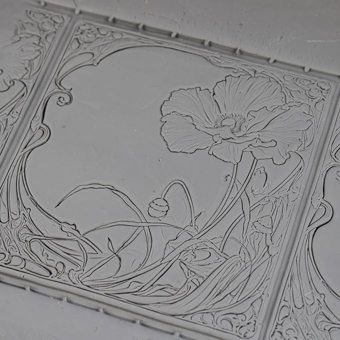 Poppy Clay Texture Roller (4") - Flower Set #02 - Embossing Pattern Roller for Polymer & Ceramic Clay, Pottery & Crafts