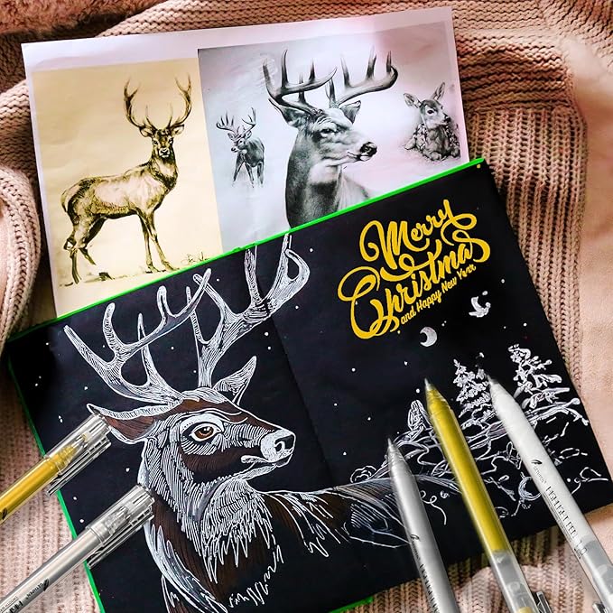 Silver Gel Pens, 3 Pack, 1mm Extra Fine Point Gel Ink Pen, Opaque White Archival Ink Pens for Black Paper Drawing, Sketching, Card Making
