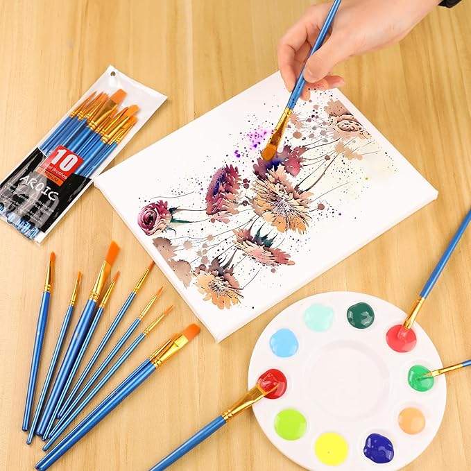 AROIC Acrylic Paint Brush Set, 12pack/120pcs Nylon Hair Paint Brushes, for Oil Painting Rock Body Painting, Artist Amateur Craft Paint Brushes Supplies, Children Adult Painting Small Paint Brush Set.