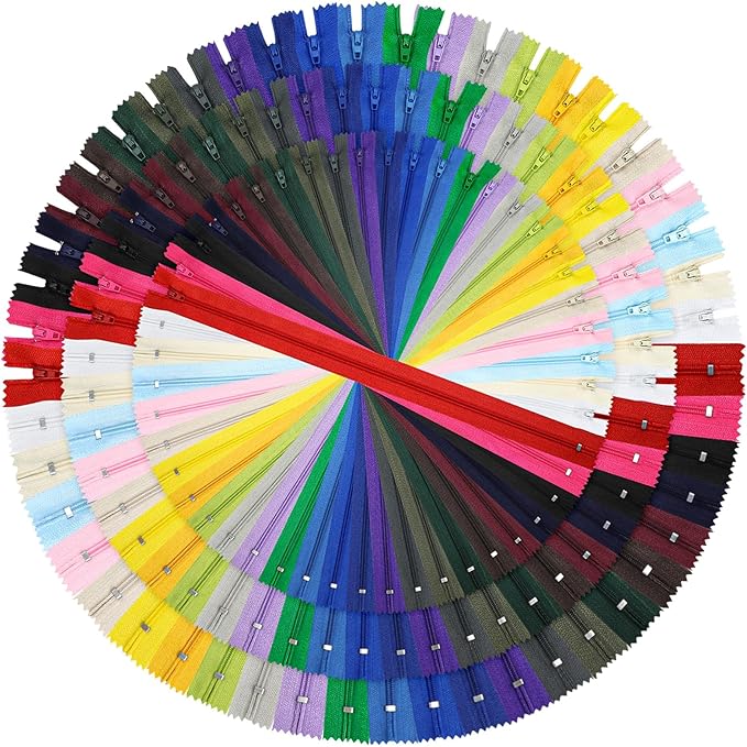 Zippers, DOITEM 72 pcs Zippers for Sewing 8 Inch 12 Inch 16 Inch Multicolor Nylon Coil Zipper for Sewing and Crafts 24 Colors