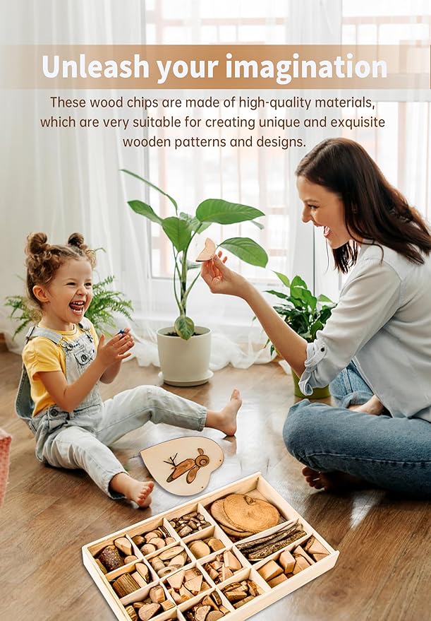 EVDBOBO DIY Wood Chip Craft Kit -Elevate Loose Parts Play Interaction-Enhance Kid Creativity with Natural Wood Slices