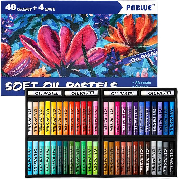 Oil Pastels 48 Colors, Soft Oil Pastel Crayons for Drawing Blending,Layering, Shading, Art Supplies Gift for Artists, Beginners
