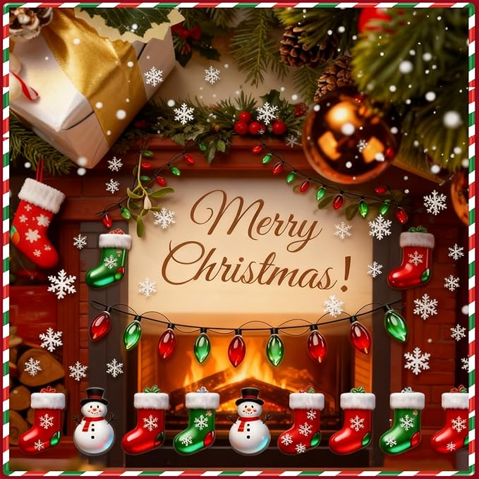 2026 Christmas Lights Stickers for Crafts, 64PCS Christmas Light Embellishment, 3D Gemstone Border Sticker, Lights Glitter Adhesive Decals for Xmas Crafts Scrapbooks Decoration