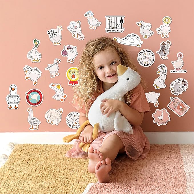 BEATRI Silly Goose Stickers 50Pcs Certified Silly Goose Meme Vinyl Waterproof Decor & Party Favors for Laptop, Water Bottle, Skateboard & Travel Gear | Non-Repeating Decals, High-Definition Print