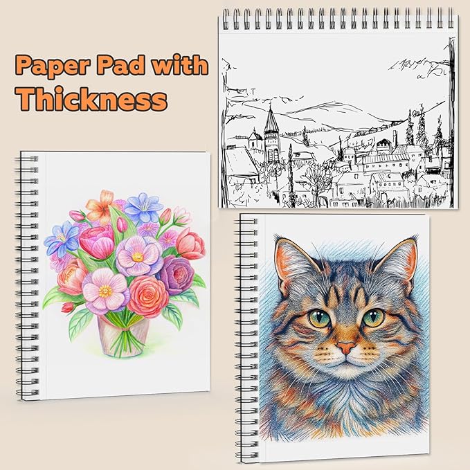 9" x 11" Sketch Book，1 Pack 80-Sheets (68lb/100gsm)，Double-Sided Hardbound Sketchbook, Spiral Bound,Acid Free Paper Painting Drawing Writing Sketching Pad for Kids Adult Teens Girls Boys