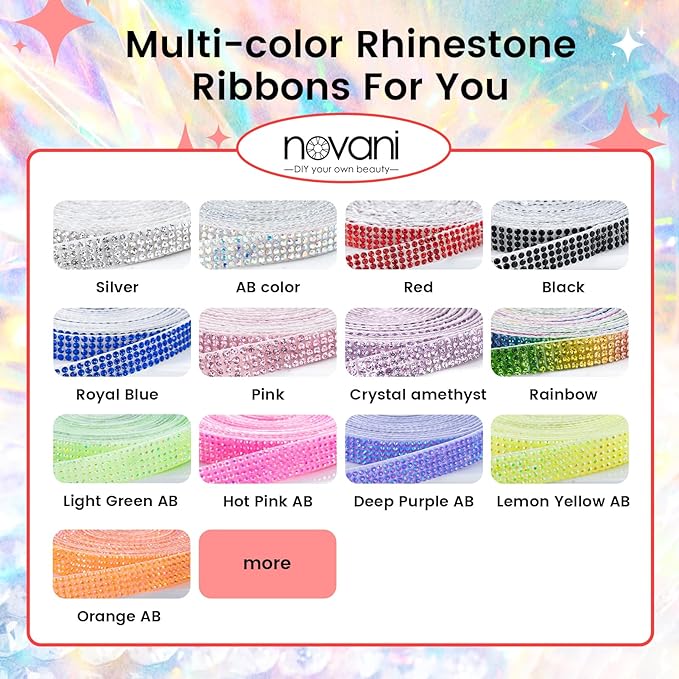 novani Self Adhesive Rhinestone Ribbon, 1.14 Inch Wide 3 Yards 1 Roll, Red Crystal Diamond Bling Strips for DIY Crafts, Home Decor, Glitter Glass Rhinestones Tape for Crafting, Car Decoration