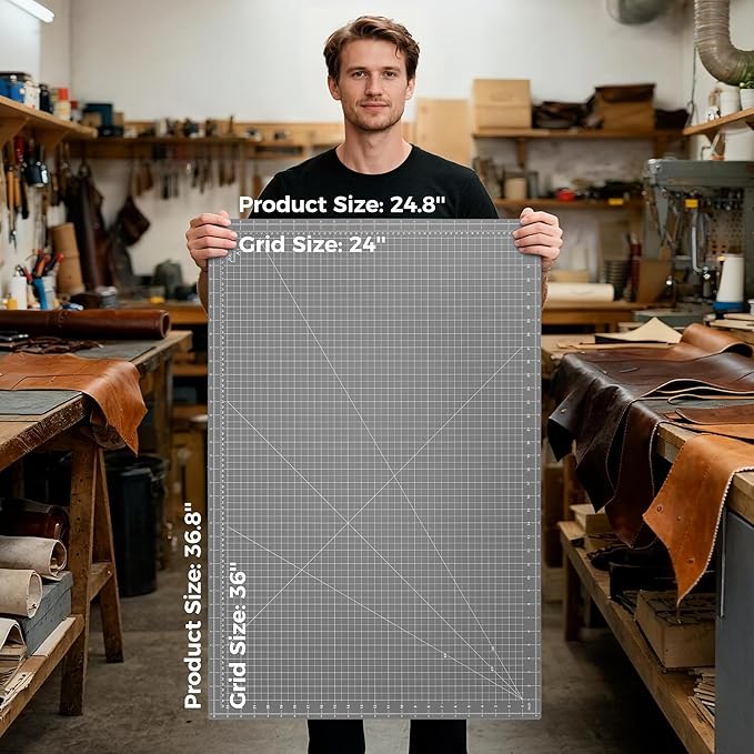 Premium 24" x 36" Large Self Healing Sewing Mat, 5-Ply Rotary Cutting Mat for Quilting, Double-Sided Cutting Board for Crafts Cutting Fabric Leather Modeling Projects, Anthracite Gray