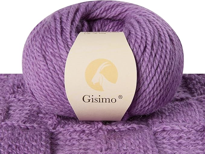 100% Merino Wool Yarn, 3-Ply Luxurious and Soft Yarn for Hand Knitting & Crocheting (Purple,1Ball)