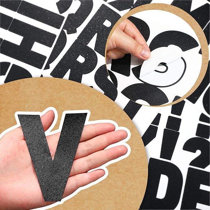 Harloon 232 Pcs 24 Sheets Large Glitter Letter Stickers Big Font Alphabet Letter Self Adhesive Letters Kit Mailbox Stickers for Mailbox Bulletin Boards Classroom Home(Black,4 Inch)