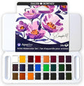 Daler-Rowney Aquafine Watercolor Paint Set, Shayda Campbell Artist Palette, Plastic Travel Set, 24 Half Pans, Assorted Colors, 1 Count