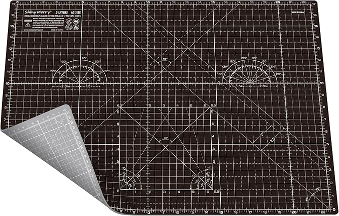 A2 Cutting Mat around 18" x 24", Self Healing Double Sided 5-Ply Mat for Crafts, Fabric, Sewing, Quilting, Workbench, Scrapbooking, Projects - Black/Gray