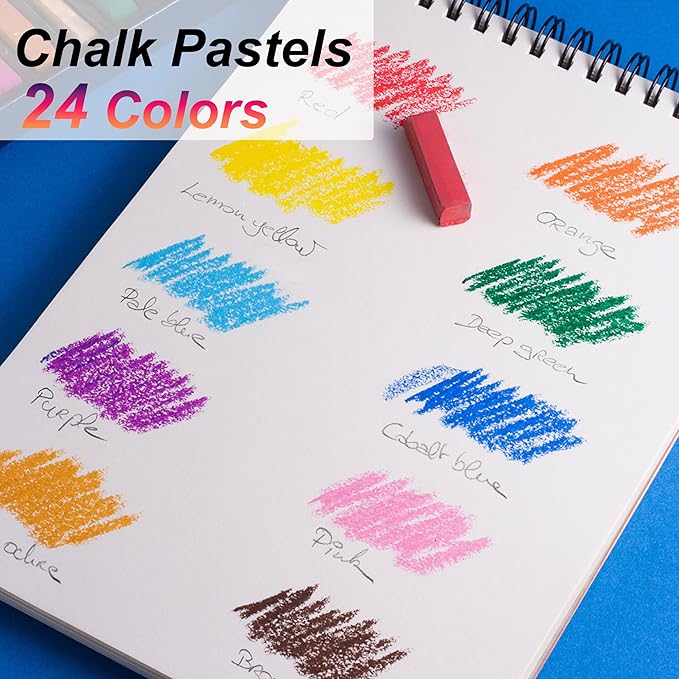 Soft Pastel for Artists, 24 PCS Vibrant Colors Chalk Sticks - Premium Pastel Art Supplies for Drawing, Blending, and Shading - Ideal for Adults and Beginners