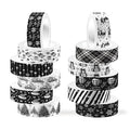 Adirasenotek 12 Rolls Black Christmas Washi Tape Decorative Tape,Snowflake Xmas Pattern for DIY Art Craft Gift Wrapping Scrapbook Journal Planners Xmas Supplies