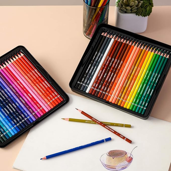 48 Premium Colored Pencils for Adult Coloring,Artist Soft Series Lead Cores with Vibrant Colors,Professional Oil Based Colored Pencils,Coloring Pencils for Adults and Kids, Metal Box Packing