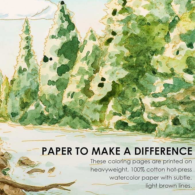 Grabie Watercolor Coloring Book, 15 Sheets A5 (8.3 x 5.8),Watercolor Book for Adults: Ignite Your Artistic Expression on 100% Cotton Paper (Forest)