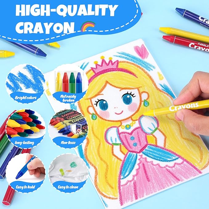 FUMILE 320 Count Crayons (80 Sets of 4 Colors), Non-Toxic Crayon Bulk Individual Packs, Mini Crayons for Kids Party Favors, Restaurants, School Supplies, Travel and More Events