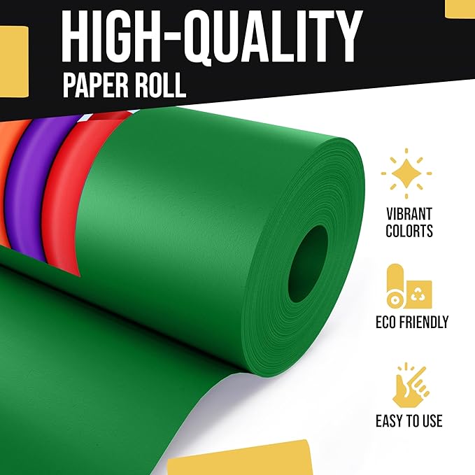 Crown Display Emerald Green Kraft Paper Roll - 36" X 1320" (110' Ft) - Perfect for Shipping & Packing