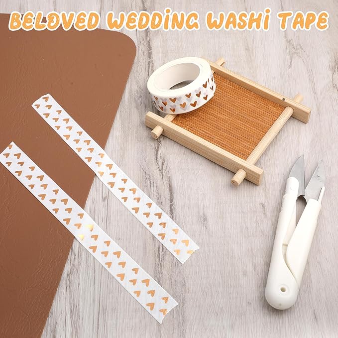 2PCS Heart Foil Washi Tape, Love Washi Tapes Hearts Scrapbook Tape Decorative Tapes for Scrapbooking DIY Craft Decoration Bronze