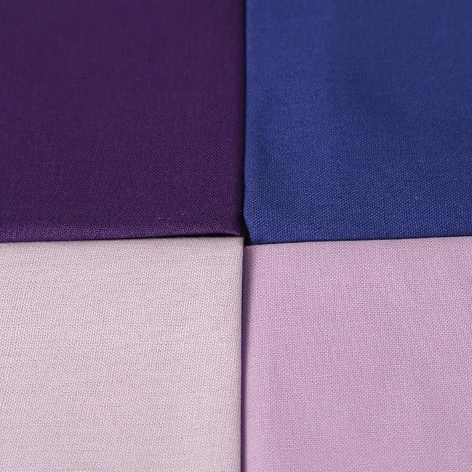 18 * 21inch Cotton Fabric Premium, Solid Precut Fabric Pure Quilting Fat Quarter Bundles Patchwork for Sewing DIY Craft (Purple, 4PCS)