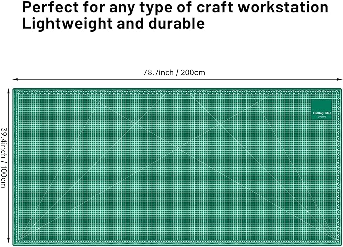 Headley Tools 39.4'' X 78.7'' Thickened Self Healing Cutting Mat, Rotary Cutting Sewing Mat for Crafts, Durable 5-Ply Table Cutting Board for Fabric Quilting Leather Hobby Project, Green