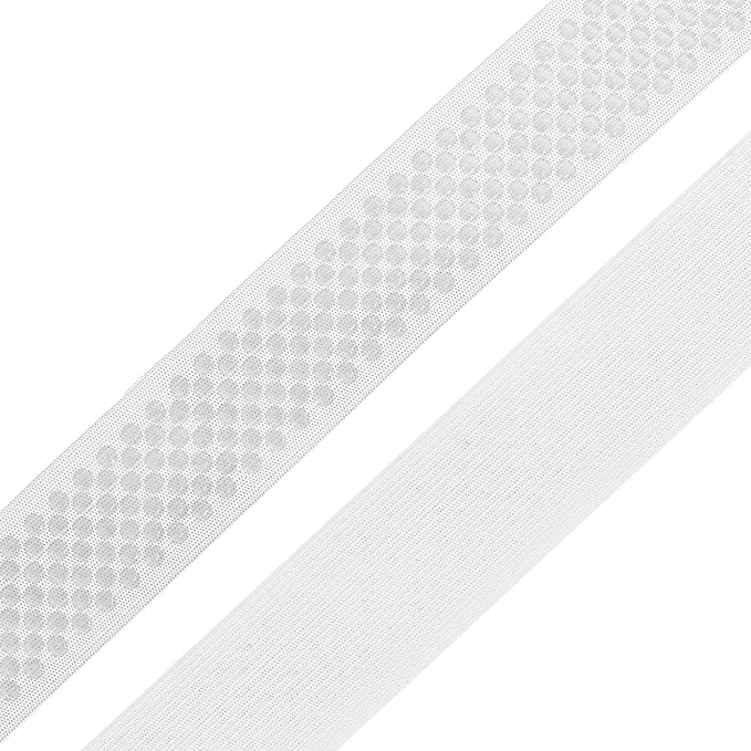 Mandala Crafts 1.5 Inch Elastic Silicone Gripper Tape for Clothing - 10 Yds Dotted Non Slip Elastic Band for Sewing - White Silicone Flat Fabric Stretchy Ribbon Straps