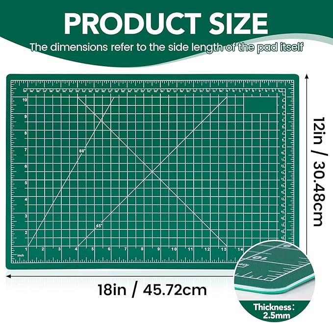 Cutting Mat 12"x18", 1 Pack Double-Sided 5-Ply Self Healing Sewing Cutting Mat, Cutting Mats Board for Crafts-Sewing, Fabric, Quilting, Scrapbooking Project