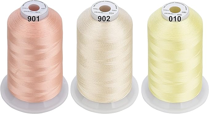 Simthread - 33 Selections - Various Assorted Color Packs of Polyester Embroidery Machine Thread Huge Spool 5500Y for All Sewing Embroidery Machines - 6xPastel Colors 1