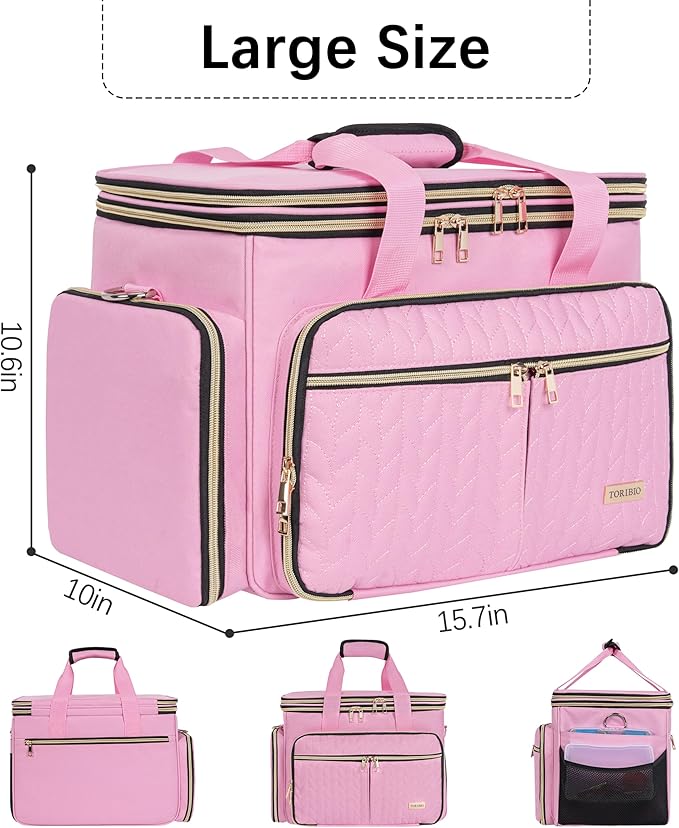 TORIBIO Large Knitting Bag Yarn Storage Organizer,Portable Crochet Tote Bag,Yarn Bags for Crocheting On The Go for Knitting Needles, Crochet Hooks, Knitting Accessories, Unfinished Project