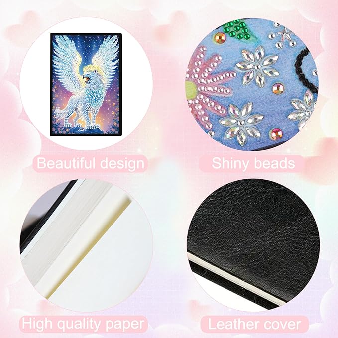 DIY Diamond Painting Notebook Kit, Theme of Fantasy Animals, Special Shaped Diamond Art Notebook Journal Sketchbook for Writing & Drawing